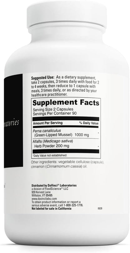DAVINCI Labs Perna - Helps Support Joint Health with New Zealand Green Mussel, a Source of Omega-3, 6, 9 Fatty Acids, Glucosamine & Chondroitin - 180 Capsules (90 Servings)