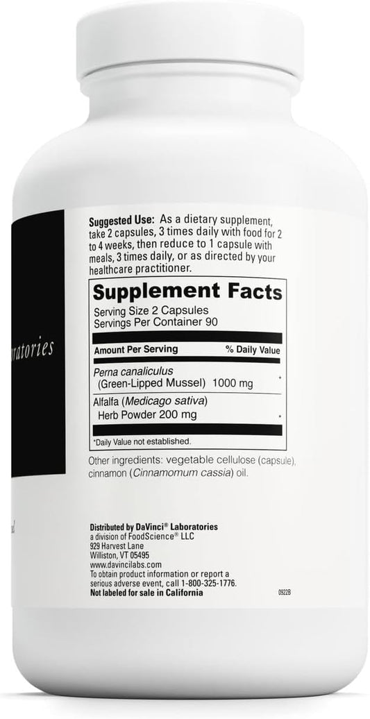 DAVINCI Labs Perna - Helps Support Joint Health with New Zealand Green Mussel, a Source of Omega-3, 6, 9 Fatty Acids, Glucosamine & Chondroitin - 180 Capsules (90 Servings)