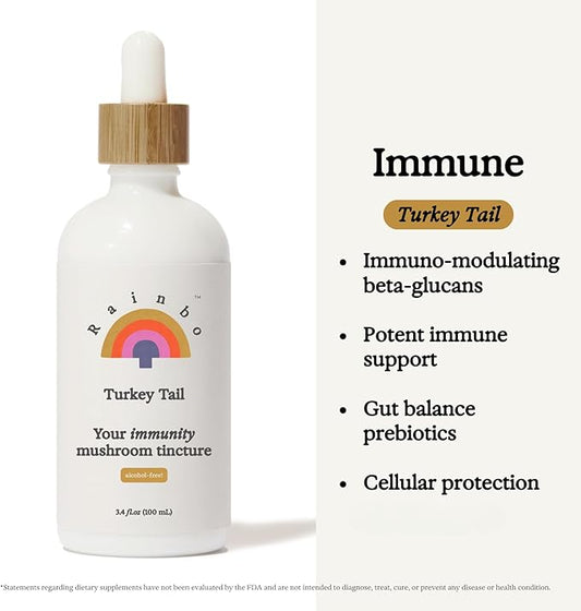 Turkey Tail Mushroom Tincture - Alcohol Free - Dual Extract Mushroom Supplement - Immune Support, Gut Health, Liquid Turkey Tail Supplement, Vegan, Non GMO, 3.4 fl oz