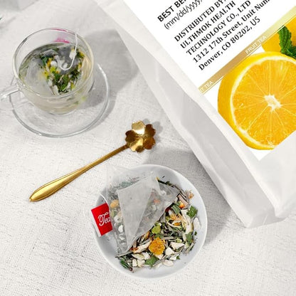 Premium 50 Lemon Peppermint Tea Bags, 100% Natural Lemon & Mint Leaves, No Additives & Caffeine Free.