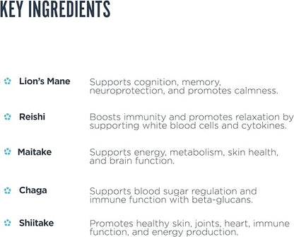 Revive MD Mushroom Powder, Chocolate - Mushroom Supplement Supports Focus, Cognitive, Immune & Brain Health with a Blend of Lion's Mane, Reishi, Chaga, Shiitake & Maitake - Gluten-Free - 30 Servings