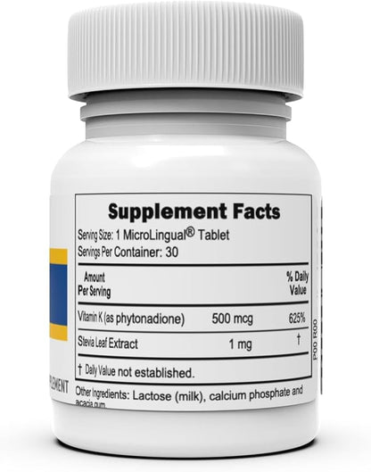 Superior Source Vitamin K1 500 mcg - Bone Strength & Health Support Supplement - Vitamin K Supplement Aids Blood Health & Calcium Absorption - 100 Sublingual Dissolving Tablets