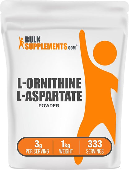 BulkSupplements.com L-Ornithine L-Aspartate Powder - Ornithine Supplement, Amino Acid Supplement - Gluten Free, 3g per Serving, 1kg (2.2 lbs) (Pack of 1)