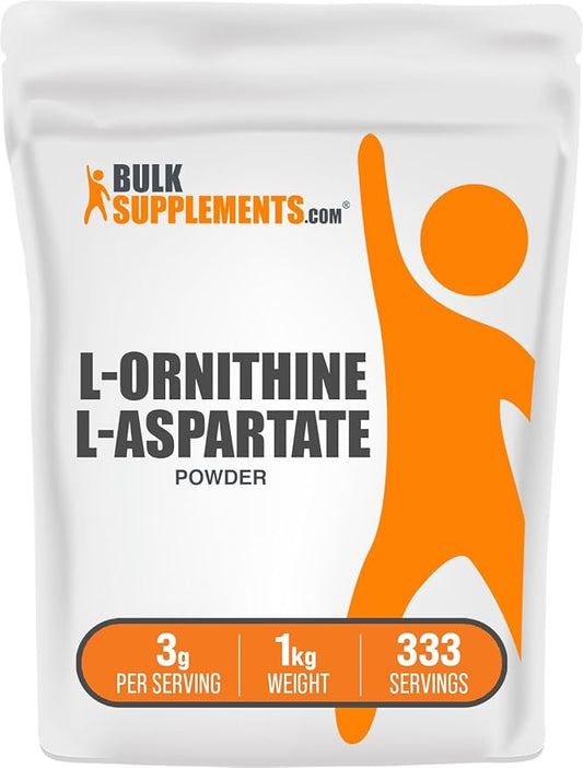 BulkSupplements.com L-Ornithine L-Aspartate Powder - Ornithine Supplement, Amino Acid Supplement - Gluten Free, 3g per Serving, 1kg (2.2 lbs) (Pack of 1)