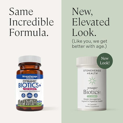 Stonehenge Health Probiotics 70 Billion CFU + 24 Strains, Prebiotic, Dynamic Biotics+ for Women, New Formula for Weight Management, Digestive & Vaginal Support, Delayed Release Shelf Stable Non-GMO