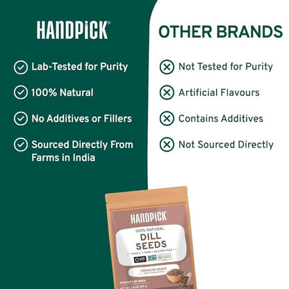 HANDPICK Dill Seeds (397g/14oz) Non GMO, Gluten Free, 100% Raw, Sourced from India, For Cooking, Drinks, Packed in Resealable Ziplock Pouch | For Pickling