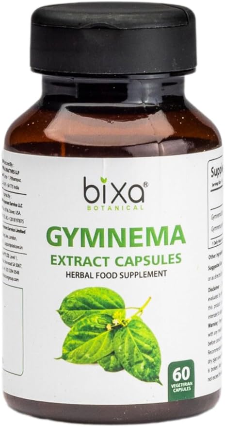 bixa BOTANICAL Ayurvedic Natural Herbal Supplement Gymnema Extract 25% Gymnemic (Gudmar, Shardunika) | Digestive Stimulant | Natural Herbal Supplement | Veg Capsules 450 mg (60 Count (Pack of 1))