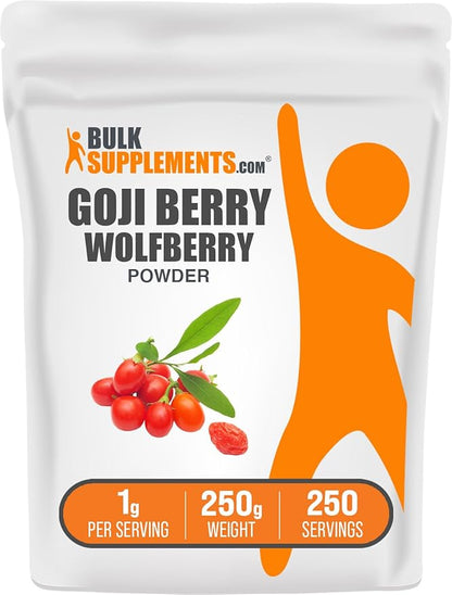 BulkSupplements.com Goji Berry Powder - Goji Berries Supplement, Wolfberry Powder - Vegan & Gluten Free, 1g per Serving, 250g (8.8 oz) (Pack of 1)