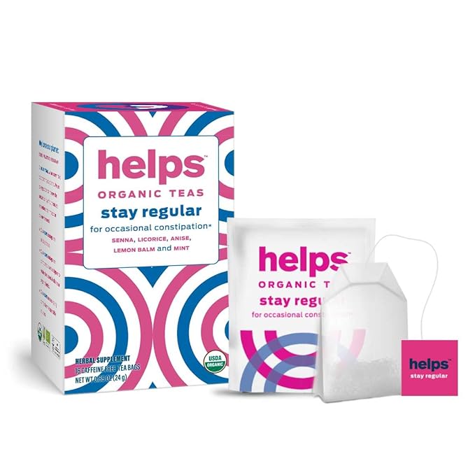 HELPS TEAS | Helps Stay Regular Tea | Organic Blend of Senna, Licorice, Anise, Lemon Balm and Mint. Relieves Occasional Constipation | Laxative and Draining Effect | Pack of 3
