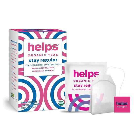 HELPS TEAS | Helps Stay Regular Tea | Organic Blend of Senna, Licorice, Anise, Lemon Balm and Mint. Relieves Occasional Constipation | Laxative and Draining Effect | Pack of 3
