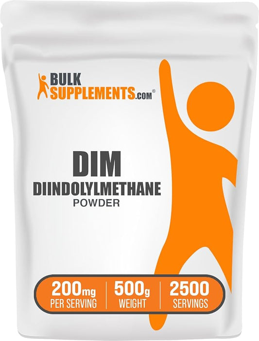 BulkSupplements.com DIM Powder - Diindolylmethane Powder, DIM Supplement for Men & Women - Unflavored & Gluten Free, 200mg per Serving, 500g (1.1 lbs) (Pack of 1)