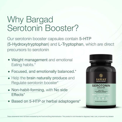 Serotonin Support Supplement – 5-HTP 150mg with L-Tryptophan, B6, Magnesium & Herbal Blend – Mood, Relaxation & Sleep Support – 60 Vegan Capsules – Non-GMO, Gluten-Free