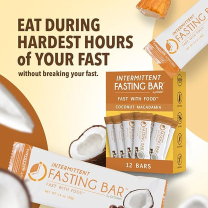 Prolon Fast Bars | Keto, Gluten Free, Dairy Free, Plant Based Protein, Intermittent Fasting Bars | Developed to Not Break Your Fast | Coconut Macadamia Nut, 12 Ct