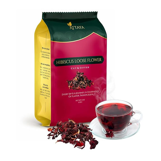 Attaya Natural Loose Hibiscus Flowers, Cut & Sifted 16oz | 100% Pure, Dried, Caffeine-Free | Antioxidant-Rich for Wellness & Relaxation.