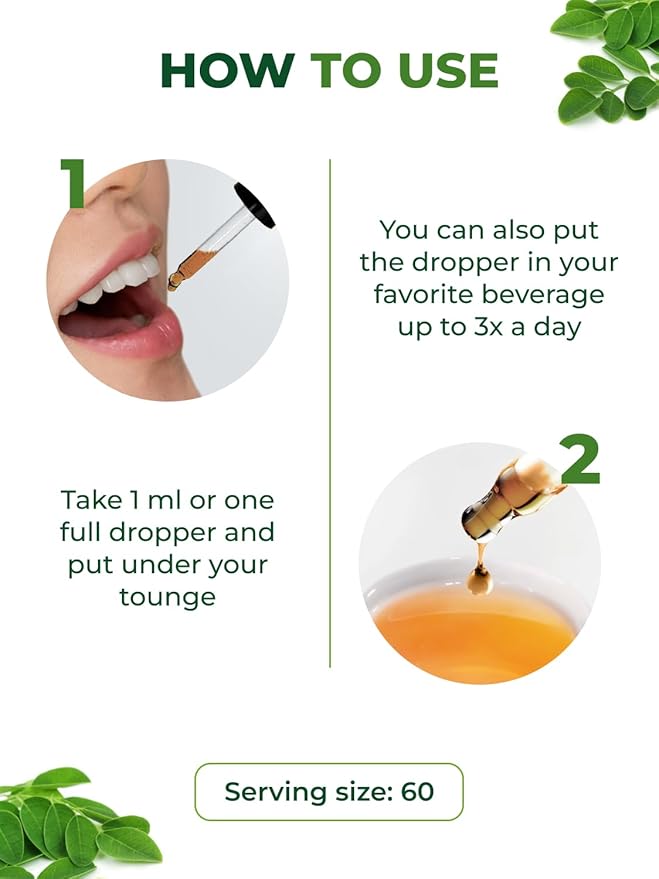 PURA VIDA MORINGA Leaf Extract Liquid Drops - USDA Organic Certified - Highly Purified, Bioavailable & Faster Absorption than Moringa Powder or Capsules - Single Origin Moringa Oleifera Leaves Extract
