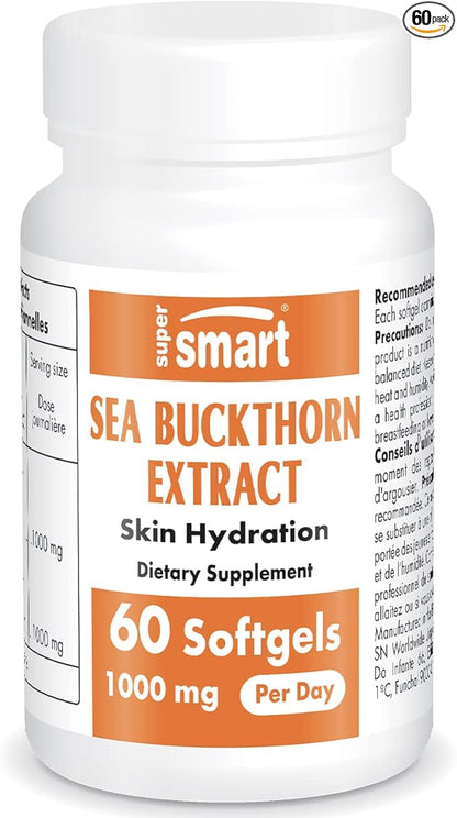 SUPERSMART - Sea Buckthorn Extract 500 mg - Argousier Extract with Omega 7 - Helps with Digestive Problems | Non-GMO & Gluten Free - 60 Softgels