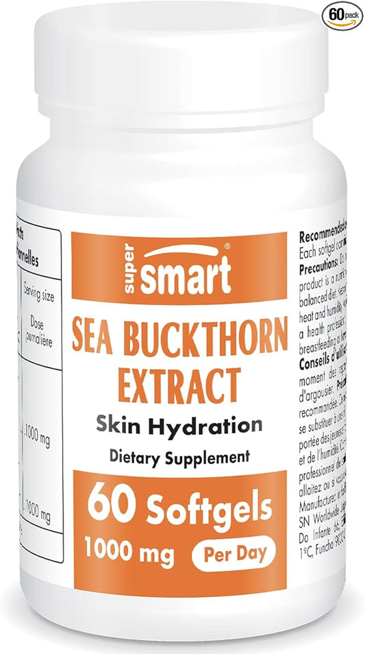 SUPERSMART - Sea Buckthorn Extract 500 mg - Argousier Extract with Omega 7 - Helps with Digestive Problems | Non-GMO & Gluten Free - 60 Softgels