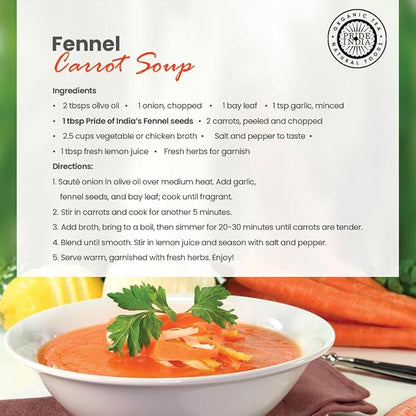 Pride of India – Fennel Seed Whole – Gourmet Spice – Fresh & Aromatic – Mouth Freshener – GMO/Gluten Free – Flavoring for bakes, meat & more – Easy to Use – 8 oz. Medium Dual Sifter Jar