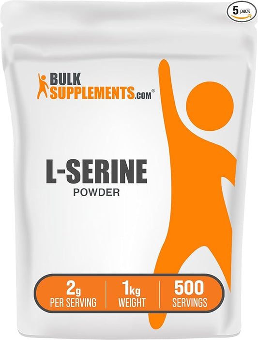 BulkSupplements.com L-Serine Powder - Serine Supplement, Amino Acid Powder - Unflavored & Gluten Free, 2g per Serving, 1kg (Pack of 5) (11 lbs)