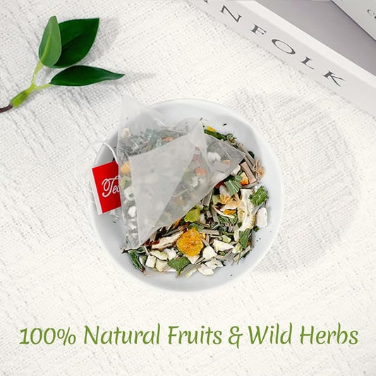 Premium 50 Lemon Peppermint Tea Bags, 100% Natural Lemon & Mint Leaves, No Additives & Caffeine Free.