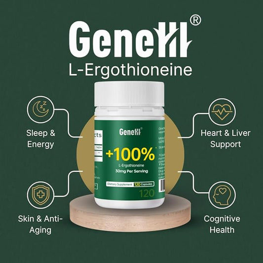L-Ergothioneine Supplement, 30mg(EGT)/Serving, 6X Ergothioneine Mushroom Extract Supplements Longevity, Immune Support, Heart Health & Brain Supplement, Lab Tested, Made in USA (120 Servings)