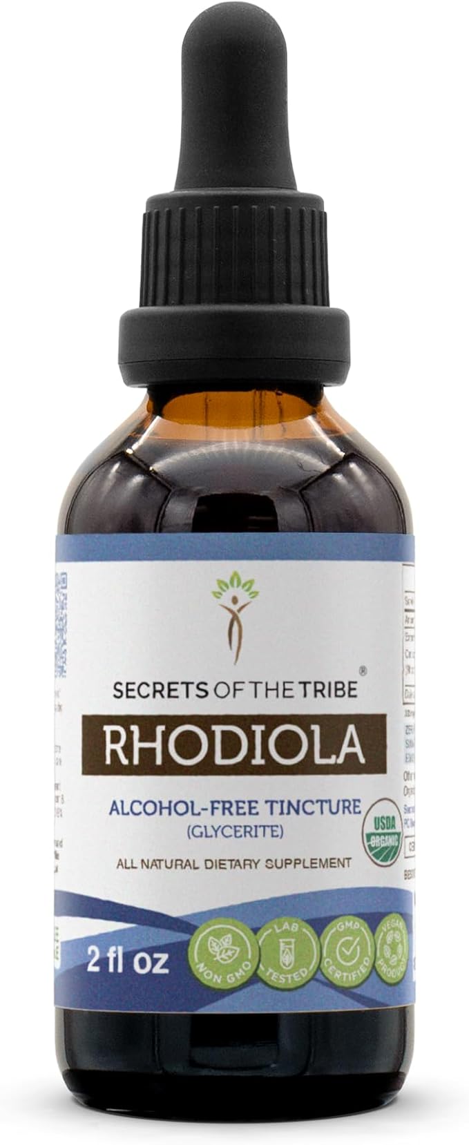 Secrets of the Tribe Rhodiola USDA Organic | Alcohol-Free Extract, High-Potency Herbal Drops | Made from 100% Certified Organic Rhodiola (Rhodiola Rosea) Dried Root 2 oz