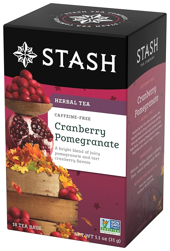 Stash Tea Cranberry Pomegranate Herbal Tea - Naturally Caffeine Free, Non-GMO Project Verified Premium Tea with No Artificial Ingredients, 100 Count (BULK PACKAGING)