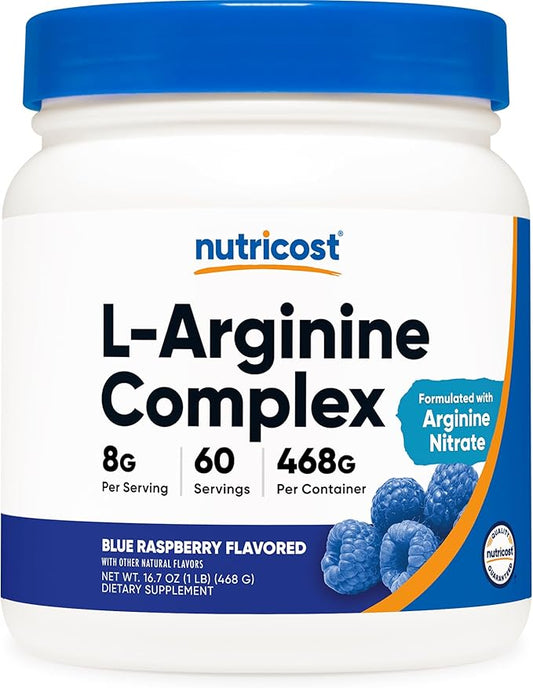 Nutricost L-Arginine Complex (Blue Raspberry, 60 Servings) - Gluten Free, Non-GMO