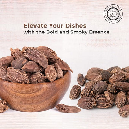 Pride of India – Black Cardamom Whole 5 oz (142 gm) – Cardamom Pods – Firm & Smoky Flavor – Freshly Dried – Ideal for Indian & Asian Cooking – Easy to Use – Medium Dual Sifter Bottle