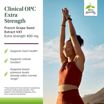 Terry Naturally Clinical OPC Extra Strength - Cardiovascular Health & Focus Support - Supplement with Grape Seed Extract - Immune Support Supplement - 60 Softgels