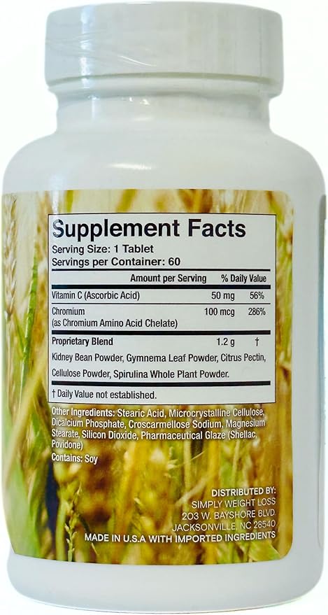 Simply Carbo Block| Blocks Carbohydrates and Sugars| Increase Metabolism| Promotes Weight Loss| 60 Count, Herbal Proprietary Blend - Gymnema Leaf, Chromium, Kidney Bean, Spirulina, Vitamin C