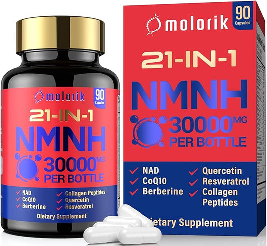 NMNH Supplement, 21-in-1 Dihydronicotinamide Mononucleotide, 1000mg Per Serving NAD+ Support, Gluten Free Supports Healthy Aging, Cellular Energy & Immune Health - 30 Servings
