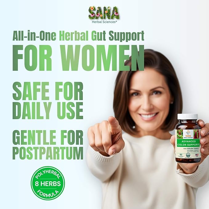 Natural Stool Softener - Safe for Daily Use, Postpartum, Pregnancy | Ultra Gut Daily Colon Cleanse, Constipation Relief for Adult and Senior Women & Men | 60 Herbal Laxative Pills | Sana Herbal