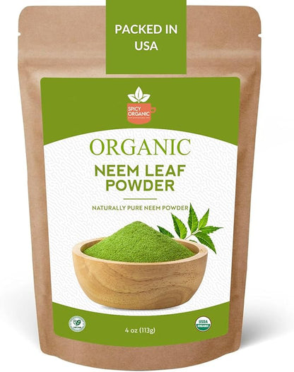 Neem Powder – 4 oz. - Certified USDA Organic -Non-GMO - Fresh Dried Neem Leaves Powder for Healthy Hair and Skin - Azadirachta Indica Ayurvedic Herb for Overall Wellbeing