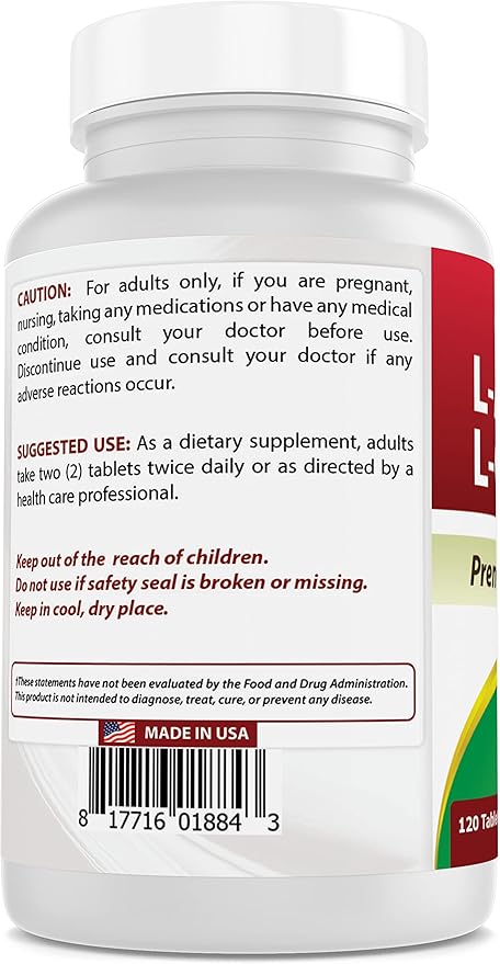 Best Naturals L-Arginine L-Ornithine - 1000mg per Serving - 120 Tablets - Non-GMO & Gluten Free (120 Count (Pack of 1))