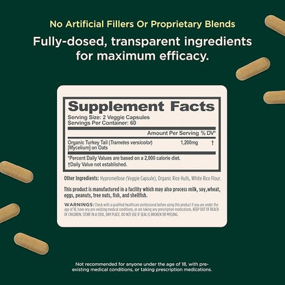 The Genius Brand Genius Turkey Tail - Plant-Based Supplement for Immune, Gut & Antioxidant Support - Organic & Non-GMO - 120 Veggie Capsules