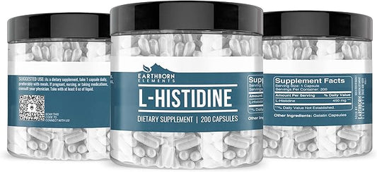 Earthborn Elements L-Histidine 200 Capsules, Pure & Undiluted, No Additives