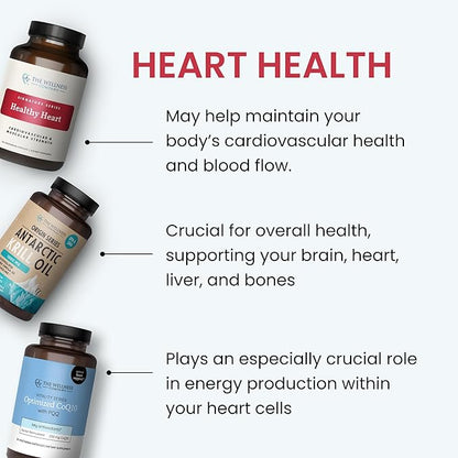 The Wellness Company Healthy Heart - Cardiovascular Strength, Blood Flow, Nitric Oxide Production & Healthy Cholesterol Levels | 120ct (1 Month Supply)