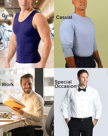 Insta Slim -Made in USA- Compression Tank-Top Shapewear for Men. Tummy Control Slimming Body-Shaper for Belly & Back Support