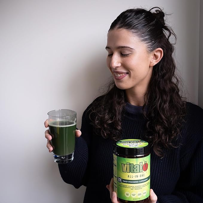 Vital All-in-One Daily Powdered Supplement - Natural Greens Superfood Powder for Energy & Health, Super Greens Powder Drink Mix with Probiotic & Antioxidant Support - 4.23 oz (120 g)