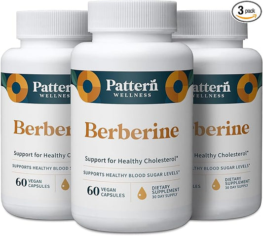 Pattern Wellness Berberine Supplement with Organic Ceylon Cinnamon – Antioxidant & Metabolic Support – Whole Body Wellness – Non-GMO – 180 Vegan Capsules