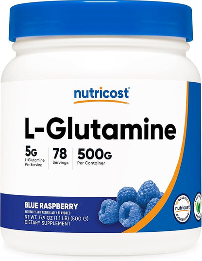 Nutricost L-Glutamine Powder (500 Grams) (Blue Raspberry)