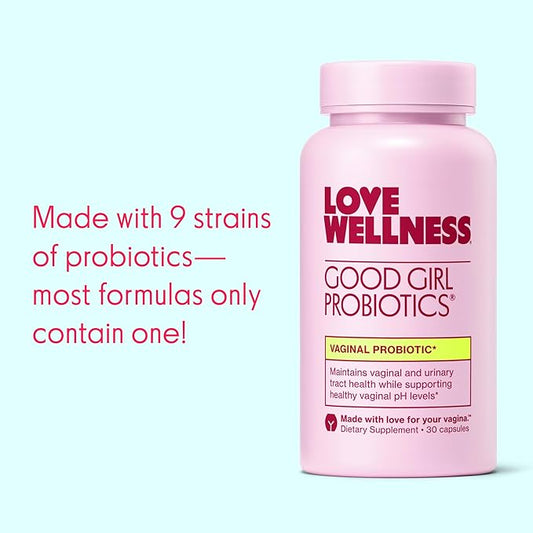 Love Wellness Good Girl Probiotics | Women's Vaginal Health Supplement | Vaginal Probiotics for Women pH Balance & Urinary Tract Health | Support Vaginal Odor & Flora | 30 Day Supply