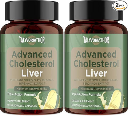 Advanced Cholesterol Supplements | Liquid-Filled Capsules for Maximum Absorption | Plant Sterols, Policosanol, Bergamot Extract | Triple-Action Formula,180 Capsules