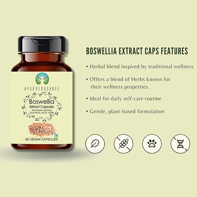 Boswellia Serrata Extract 500mg - 60 Vegetarian Capsules|Indian Frankincense | All Natural | 100% Vegan | Gluten-Free | GMP Certified