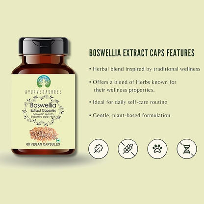 Boswellia Serrata Extract 500mg - 60 Vegetarian Capsules|Indian Frankincense | All Natural | 100% Vegan | Gluten-Free | GMP Certified
