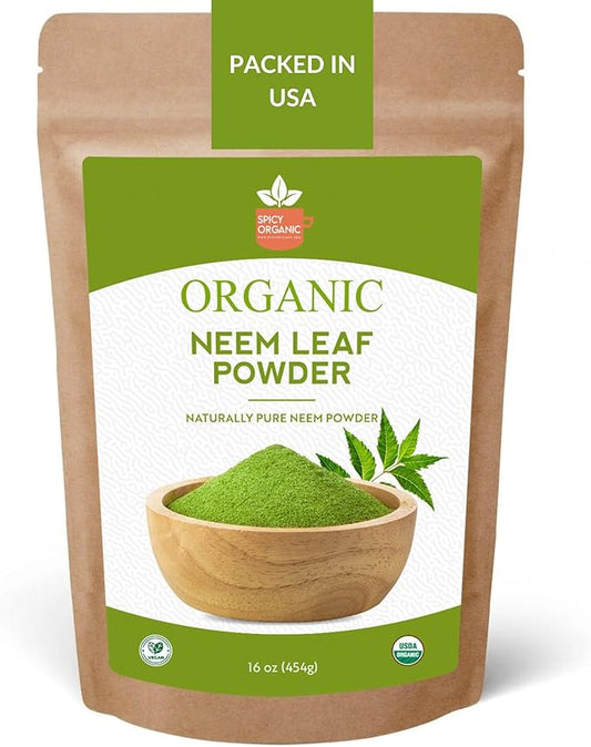 Neem Powder – 16 oz. - Certified USDA Organic -Non-GMO - Fresh Dried Neem Leaves Powder for Healthy Hair and Skin - Azadirachta Indica Ayurvedic Herb for Overall Wellbeing