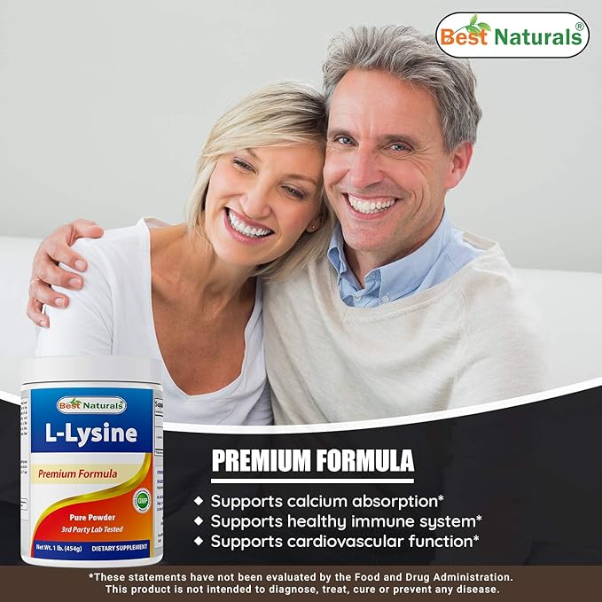 Best Naturals Lysine Powder, 1 Pound - 100% Pure (1 LB (Pack of 3))
