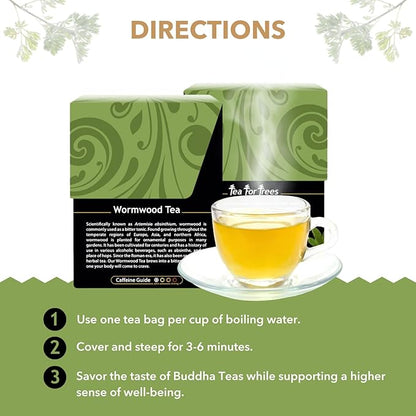 Buddha Teas Organic Wormwood Tea - OU Kosher, USDA Organic, 18 Bleach-Free Bags
