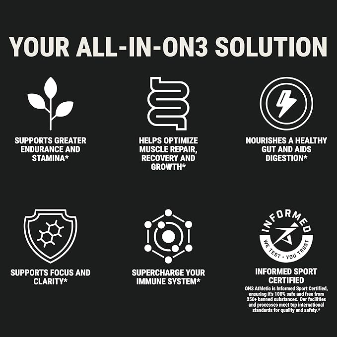 ON3 Athletic Protein Greens Supplement with chlorella, eleuthero and MCT Powder (30 Servings, Herbal)